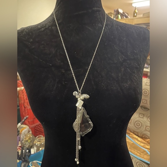 Maple Leaf Chandelier Crystal Glass Prism Necklace Multi Faceted 26 Inch - Picture 3 of 6